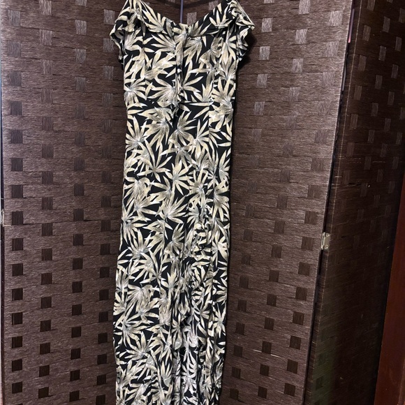 Volcom Coco Maxi Dress Green Black Leaf Print - Picture 3 of 5